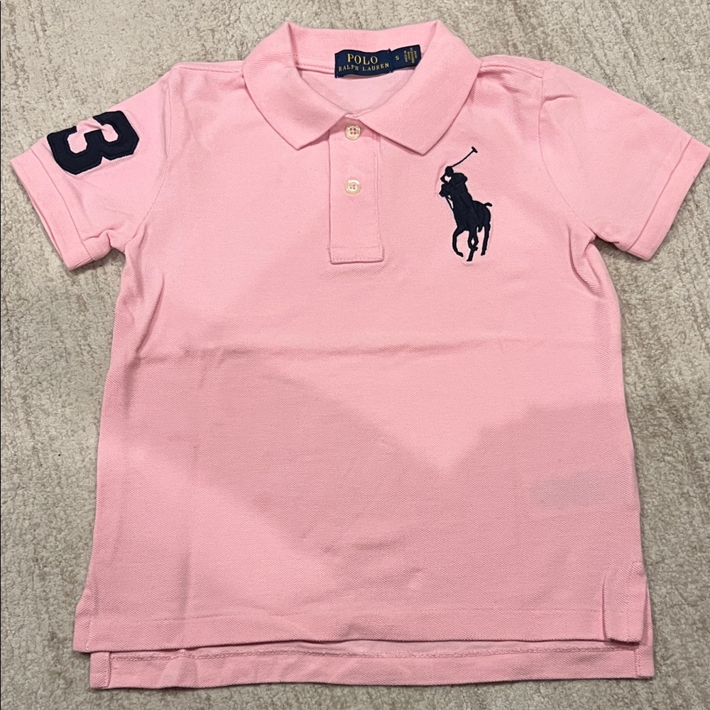 Polo by Ralph Lauren Kids Light Pink Polo with Navy Logo